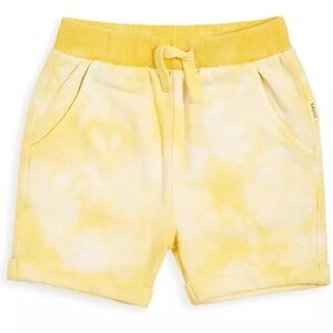 Miles Baby Tie Dye Yellow Pull On Elastic Waist Cotton Shorts